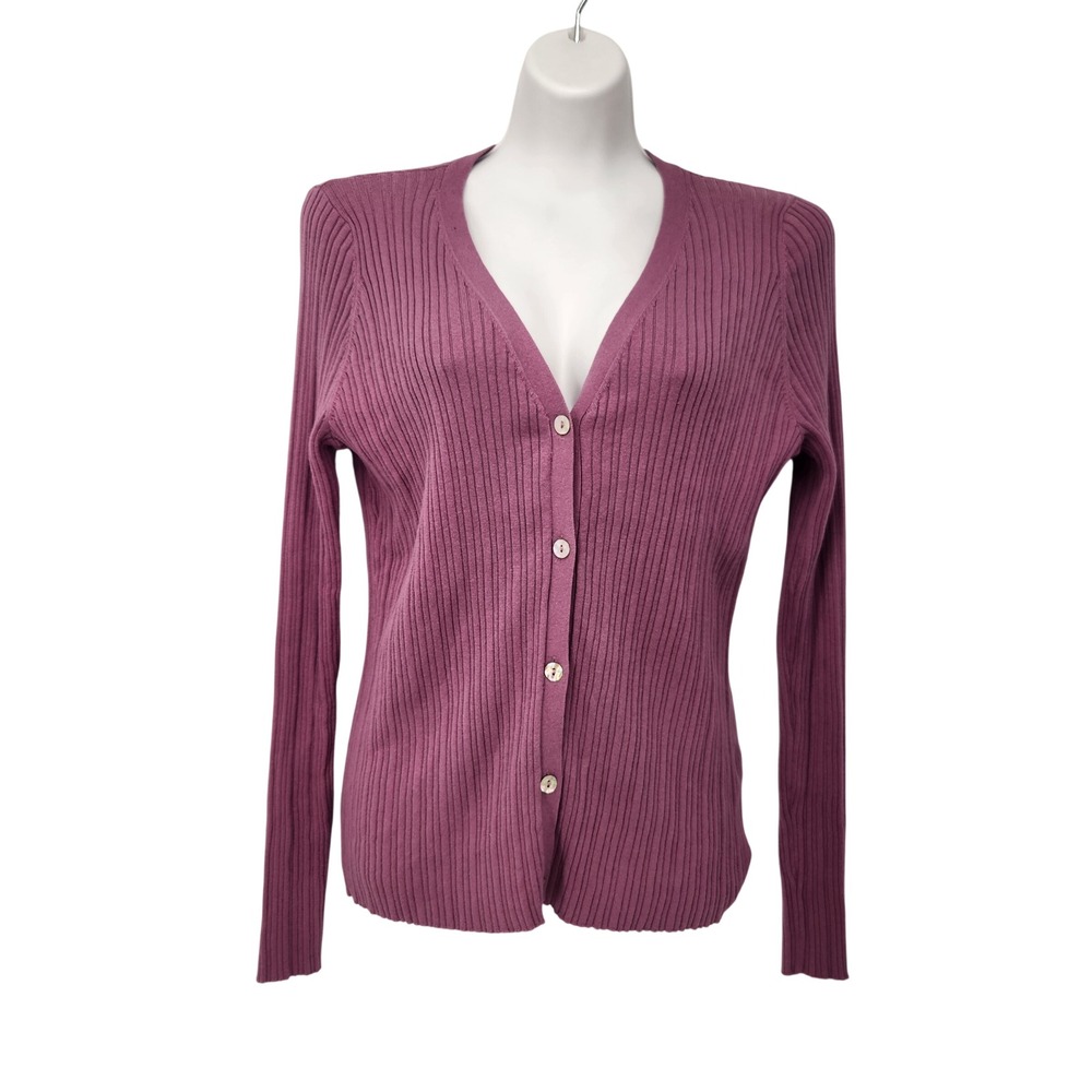 NWT Sundance Dreamer Legends Cardigan Mauve Ribbed V-Neck Cotton Sweater XL